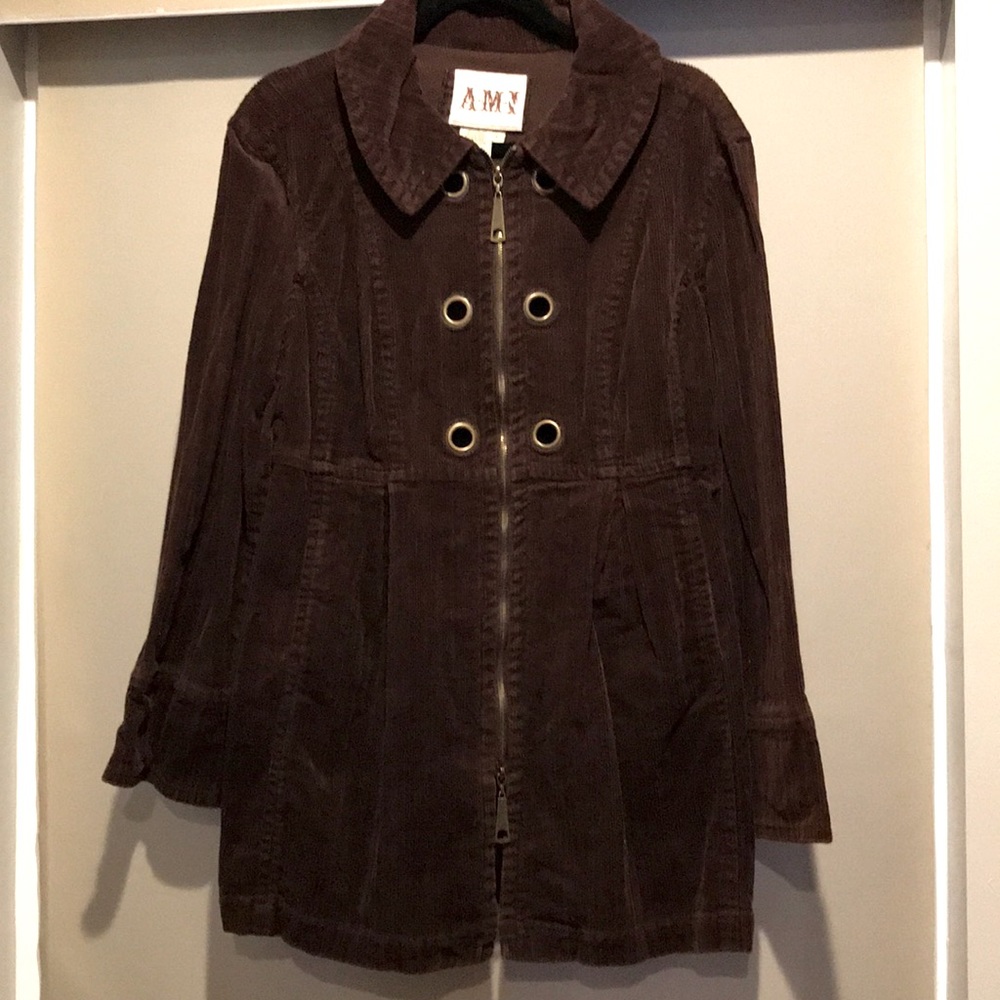 Two way zipper brown coat
